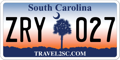 SC license plate ZRY027