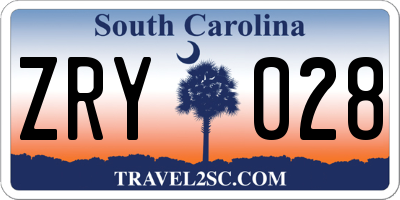 SC license plate ZRY028