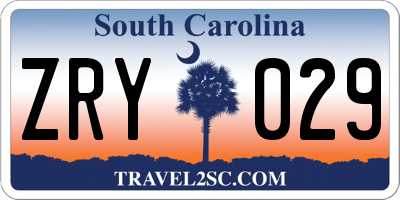 SC license plate ZRY029