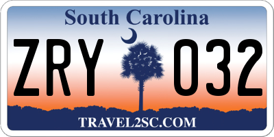 SC license plate ZRY032