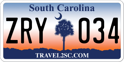 SC license plate ZRY034