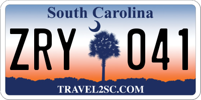 SC license plate ZRY041