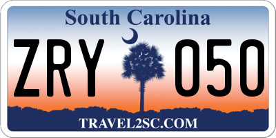 SC license plate ZRY050