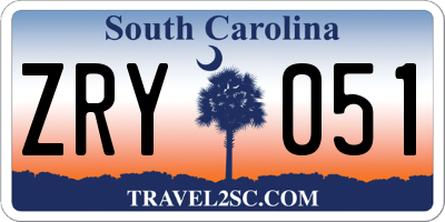 SC license plate ZRY051