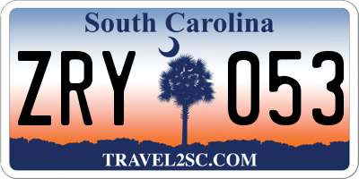 SC license plate ZRY053