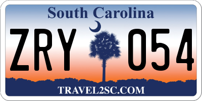 SC license plate ZRY054