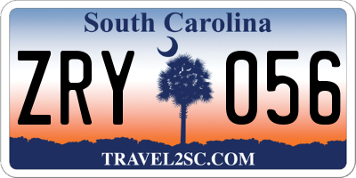 SC license plate ZRY056