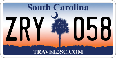 SC license plate ZRY058