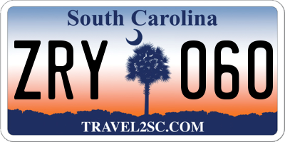 SC license plate ZRY060