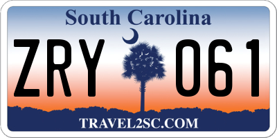 SC license plate ZRY061