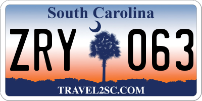 SC license plate ZRY063