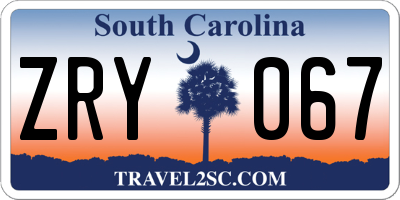 SC license plate ZRY067