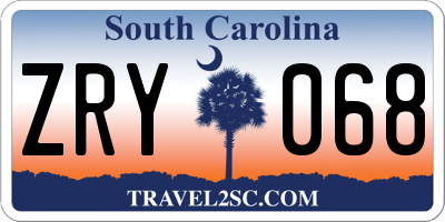 SC license plate ZRY068