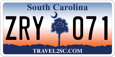 SC license plate ZRY071