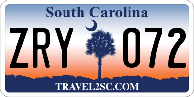 SC license plate ZRY072