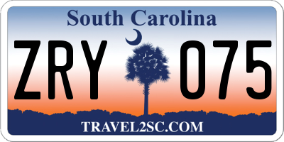 SC license plate ZRY075