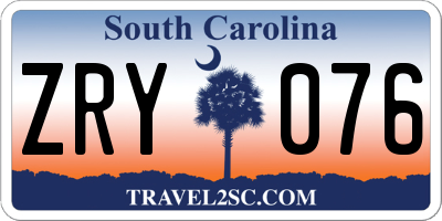 SC license plate ZRY076