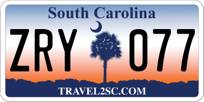 SC license plate ZRY077
