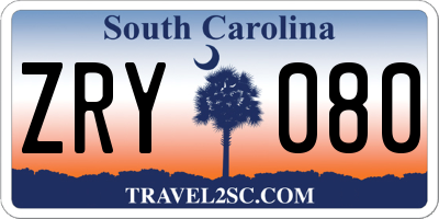 SC license plate ZRY080