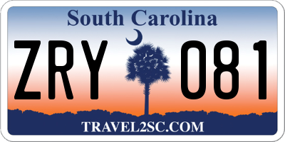 SC license plate ZRY081