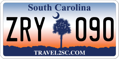 SC license plate ZRY090