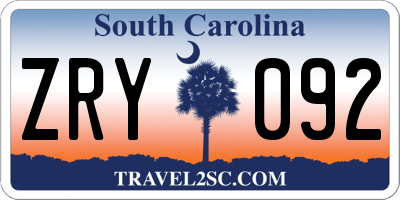 SC license plate ZRY092
