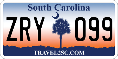 SC license plate ZRY099