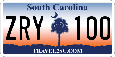 SC license plate ZRY100