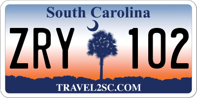 SC license plate ZRY102