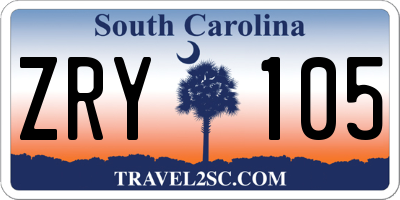 SC license plate ZRY105