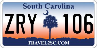 SC license plate ZRY106
