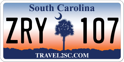 SC license plate ZRY107
