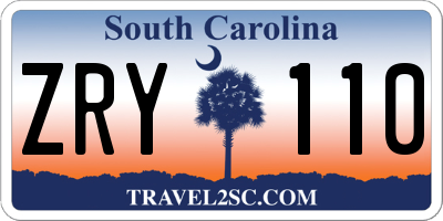SC license plate ZRY110