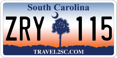 SC license plate ZRY115