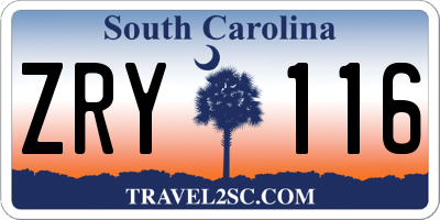 SC license plate ZRY116