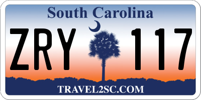 SC license plate ZRY117