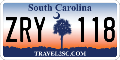 SC license plate ZRY118