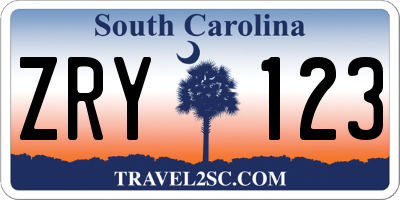 SC license plate ZRY123