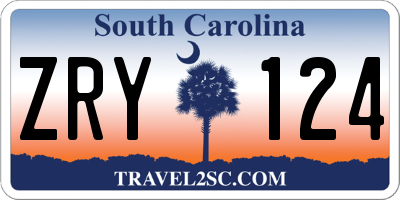 SC license plate ZRY124