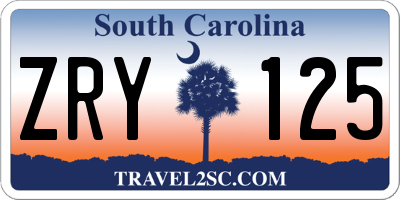 SC license plate ZRY125