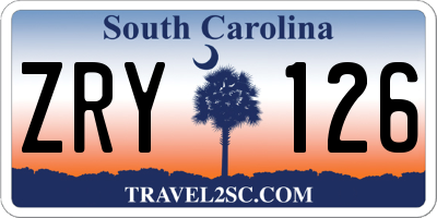 SC license plate ZRY126