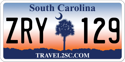 SC license plate ZRY129