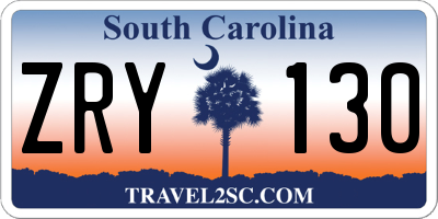 SC license plate ZRY130