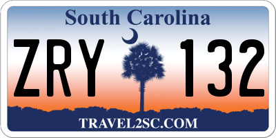 SC license plate ZRY132