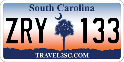 SC license plate ZRY133