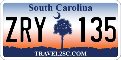 SC license plate ZRY135