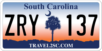 SC license plate ZRY137