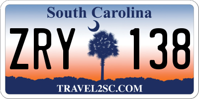 SC license plate ZRY138