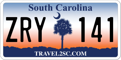 SC license plate ZRY141