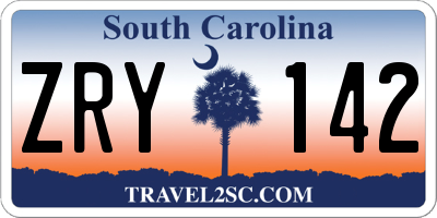 SC license plate ZRY142